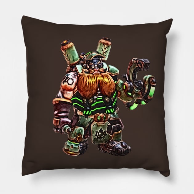 Overwatch Torbjorn Rustclad Pillow by Green_Shirts