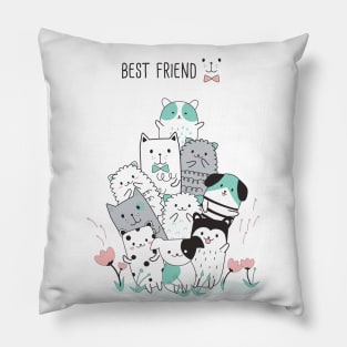 cute animal cartoon sketch Pillow