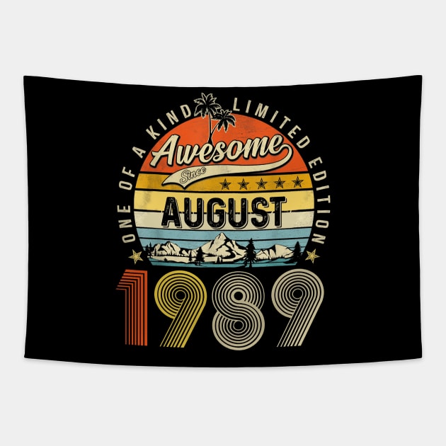 Awesome Since August 1989 Vintage 34th Birthday Tapestry by louismcfarland