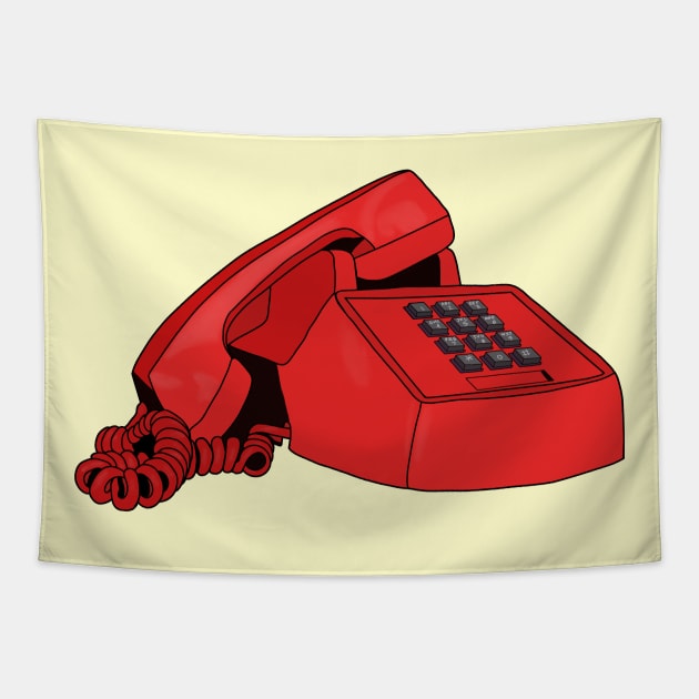 Vintage 80s 90s retro red telephone - Vintage - Tapestry