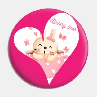 Bunny in big heart Pin