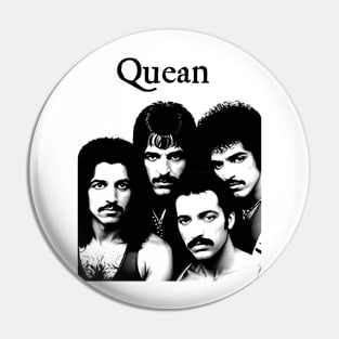 Cursed Classic Rock Band PARODY Funny Off Brand Knock Off Meme (Black & White) Pin