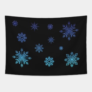 Blue Ombre Faux Glitter Snowflakes Tapestry