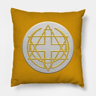 Three faiths, one God.(gold on silver 3d effect) Pillow