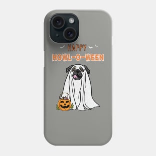 Happy Howl-O-Ween Pug Ghost Dog Design Distressed Phone Case