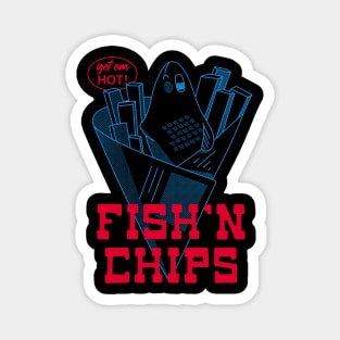 Retro Fish and Chips Design - English Food Magnet