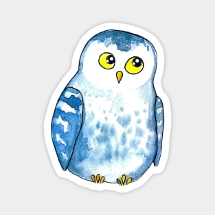 Snow Owl Watercolor Magnet