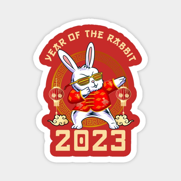Dabbing Rabbit Year of the Rabbit 2023 Chinese New Year 2023 Magnet by Jhon Towel