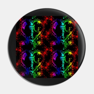 Rainbow Hearts With Black Background Pin