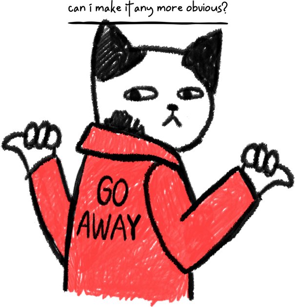 Go away funny cat design Kids T-Shirt by Katebi Designs