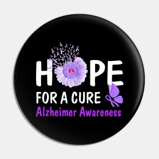 Hope For A Cure Alzheimer's Awareness Flower Gift Pin