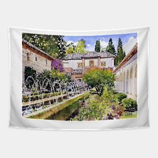 Patio De La Acequia, Generalife, Granada, Spain Tapestry