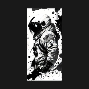 Standing Astronaut in Black and White T-Shirt