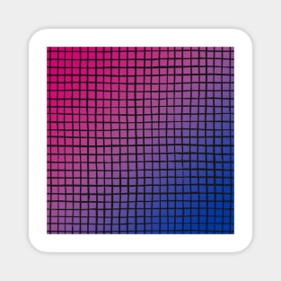 Pink Purple Blue Gradient - Black Sketched Grid - Bisexual Colors - Bi Flag Magnet