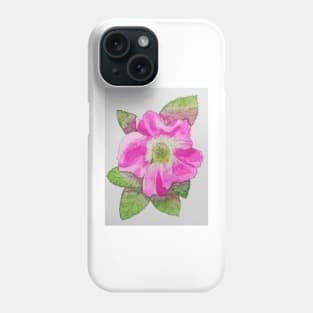 Pink wild rose watercolour painting Phone Case