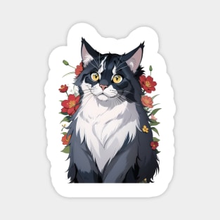 Floral Maine Coon's Splendor Magnet