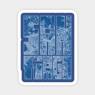 Santiago, Chile City Map Typography - Blueprint Magnet