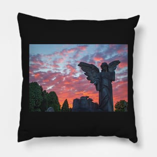 Angel at Sunset Harlow Hill Cemetery Pillow