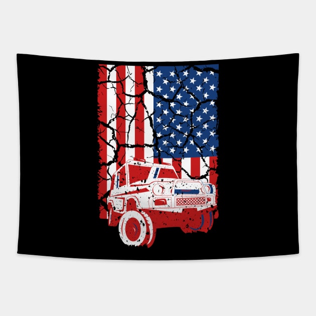 Off-Road Jeep Rough Road Adventure Proud American Design Gift Idea  Tapestry by c1337s