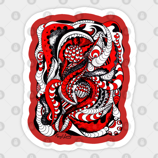 Red Wave Of Thoughts - Abstract - Sticker