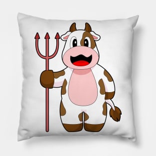 Cow Halloween Devil Trident Pillow