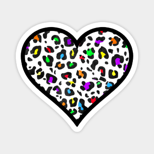 Rainbow Leopard Print Heart Magnet