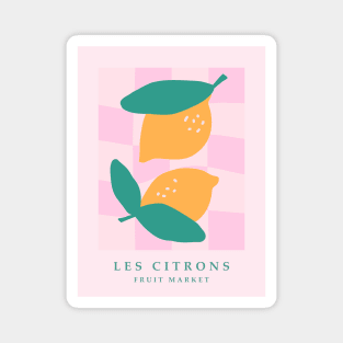 Fruit market, Lemons, Y2K decor, Checkerboard, Cute art print, Indie decor, Danish pastel Magnet