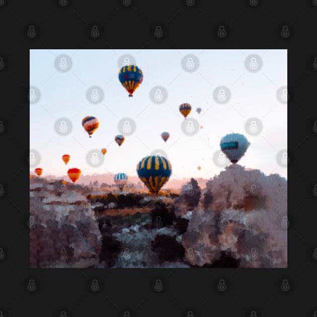 Cappadocia air balloons in the sky oil painting by DigitPaint