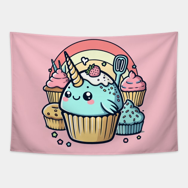 Narwhal Nibbles Muffin Tapestry by chems eddine