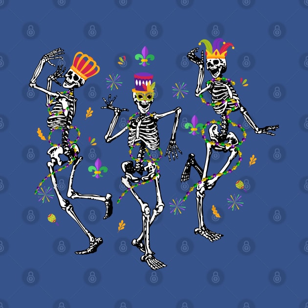 Mardi Gras Dancing Skeletons by JanaeLarson