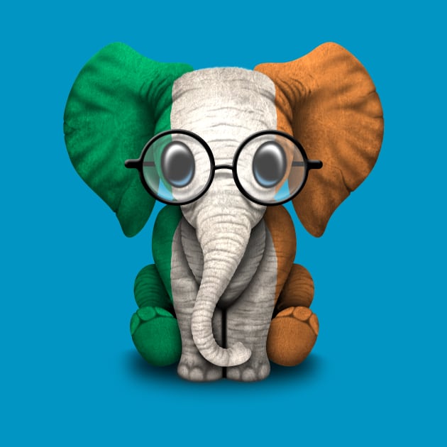 Baby Elephant with Glasses and Irish Flag by jeffbartels