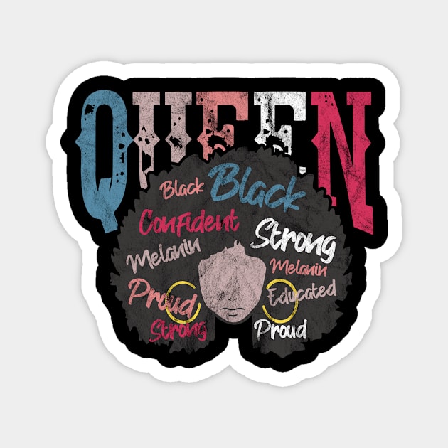 Black Queen History Month Afro American Pride Magnet by Funnyawesomedesigns