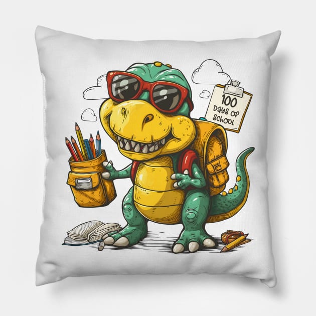 100 days of school T-Rex With Glasses Pillow by Hobbybox