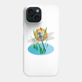 Blue dragonfly in natural environment Phone Case