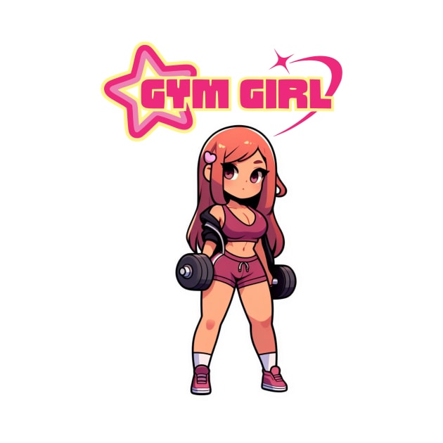 Dumbbell Babe Gym Girl | Japanese Anime Illustration by PawaPotto