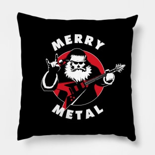 Merry Metal | Santa Claus Playing Heavy Metal Guitar Pillow