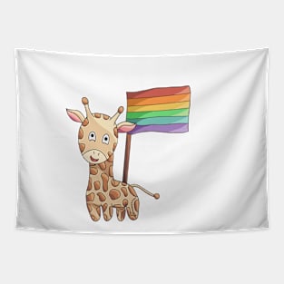 Rainbow Gay Pride Flag Giraffe Tapestry