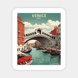 Rialto Bridge Venice Italy Vintage Tourism Travel Poster Magnet