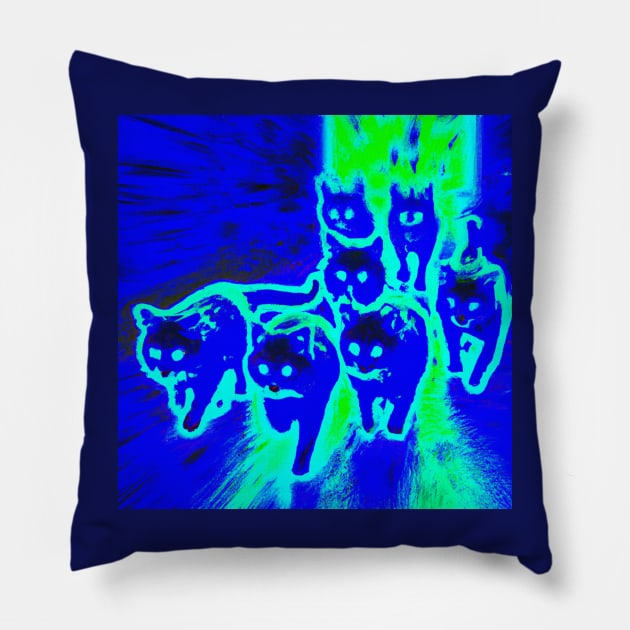 Radioactive Cats Escape From the Science Lab Pillow by Star Scrunch