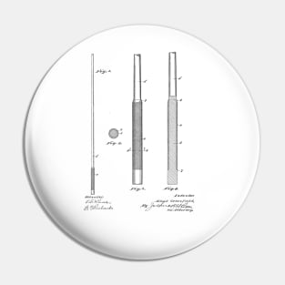 Billiard Cue Vintage Patent Hand Drawing Pin