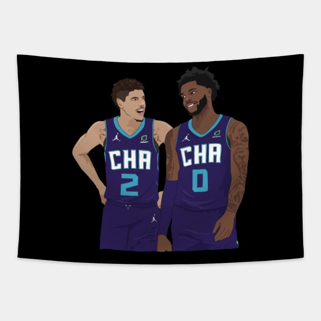 Lamelo Ball x Miles Bridges Charlotte Hornets Tapestry by IveyEricssonArt