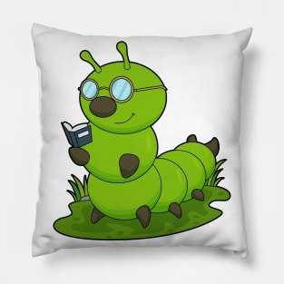 Caterpillar as Nerd with Glasses & Book Pillow