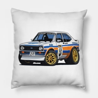 cartoon drawings of Ford Escort MK2 rally car Pillow