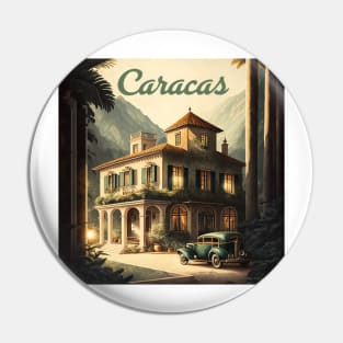 Caracas Venezuela Vintage Travel Art Poster Pin