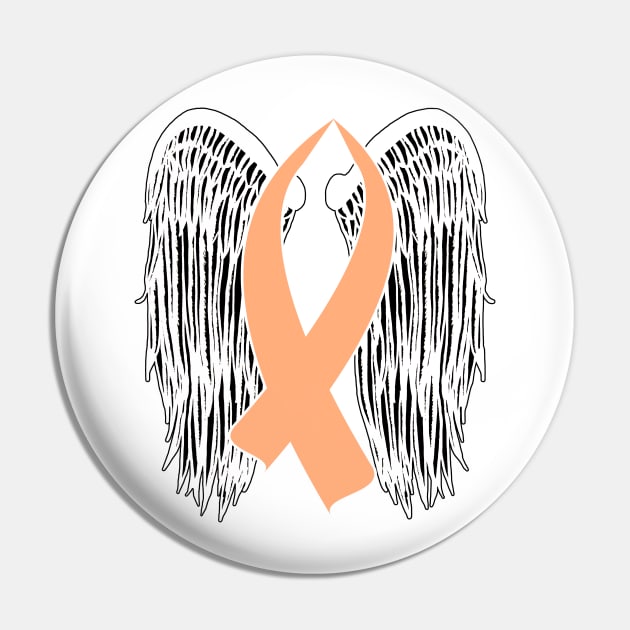 Winged Awareness Ribbon (Peach) Pin by BlakCircleGirl