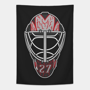 Devon Levi Sabres Goalie Mask Tapestry