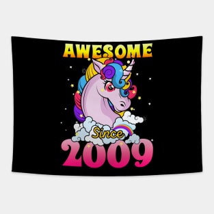 Funny Awesome Unicorn Since 2009 Cute Gift Tapestry