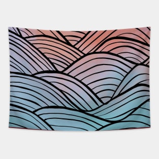 Pink blue gradient abstract art pattern Tapestry