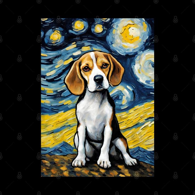 Beagle Dog Breed in a Van Gogh Starry Night Art Style by Art-Jiyuu