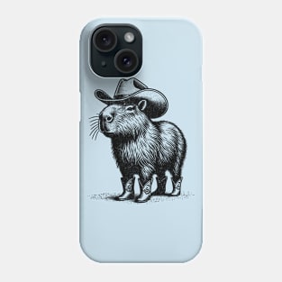 Capybara Cowboy Boots - Retro Western Aesthetic Art T-Shirt Phone Case